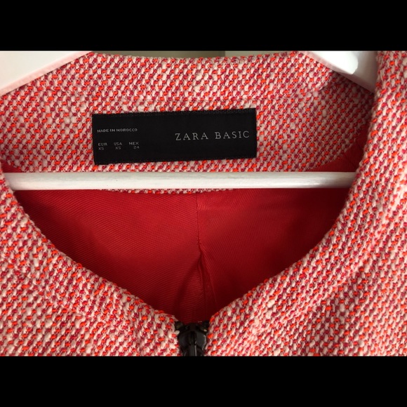 ZARA Pink Tweed Jacket with Zipper Closure, XS/S - Picture 5 of 6